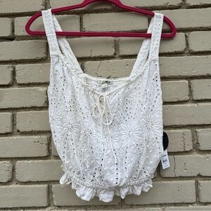 NWT Amuse Society Eyelet Lace Tank in White - Size Small